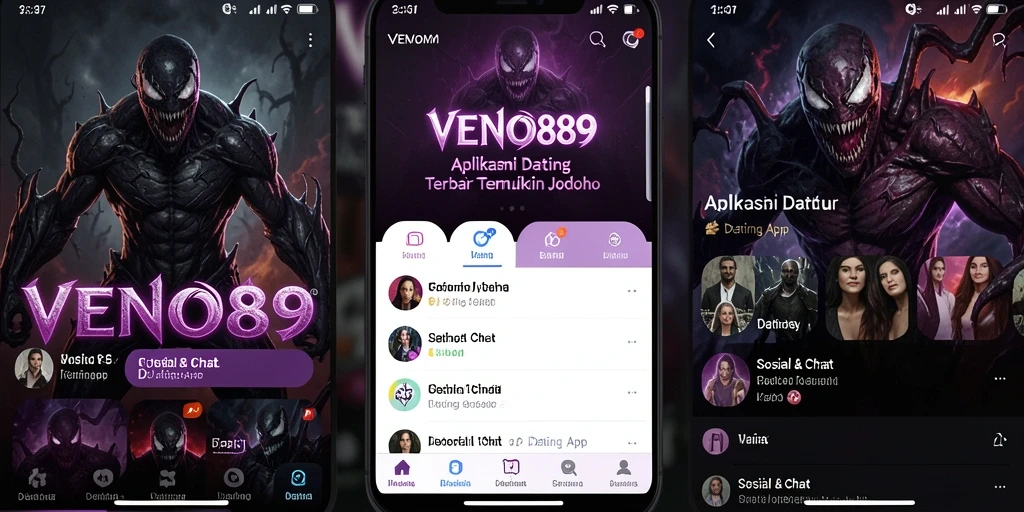 Screenshot utama VENOM889 yang menunjukkan antarmuka aplikasi dating yang menarik.