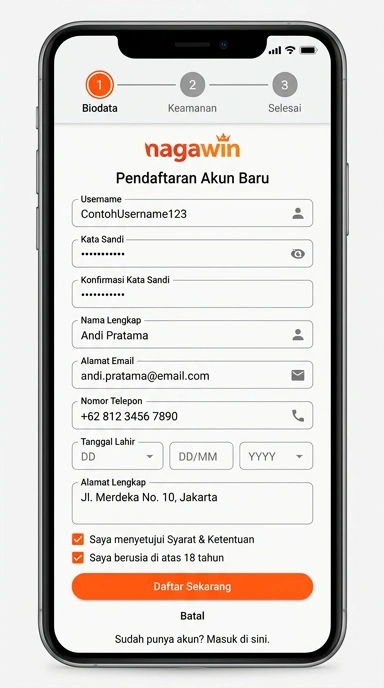 Tampilan halaman daftar nagawin